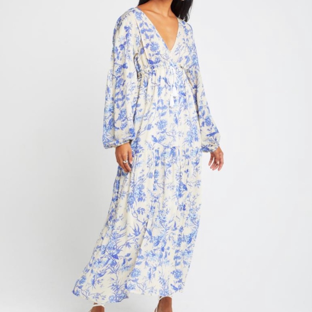 Woman’s Blue and White Maxi Dress